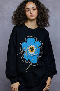 Pol - Contrast Floral Fringe Detail Sweater