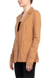 T Tahari - Notched Collar Two Button With Patch Pockets Knit Blazer