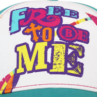 Gypsy Soule Women's Free To Be Me Baseball Cap in turquoise and white - women's hat - detail view
