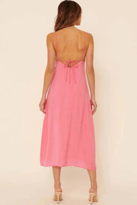 Promesa - Matte Satin Cut Out Halter Slip Midi Dress