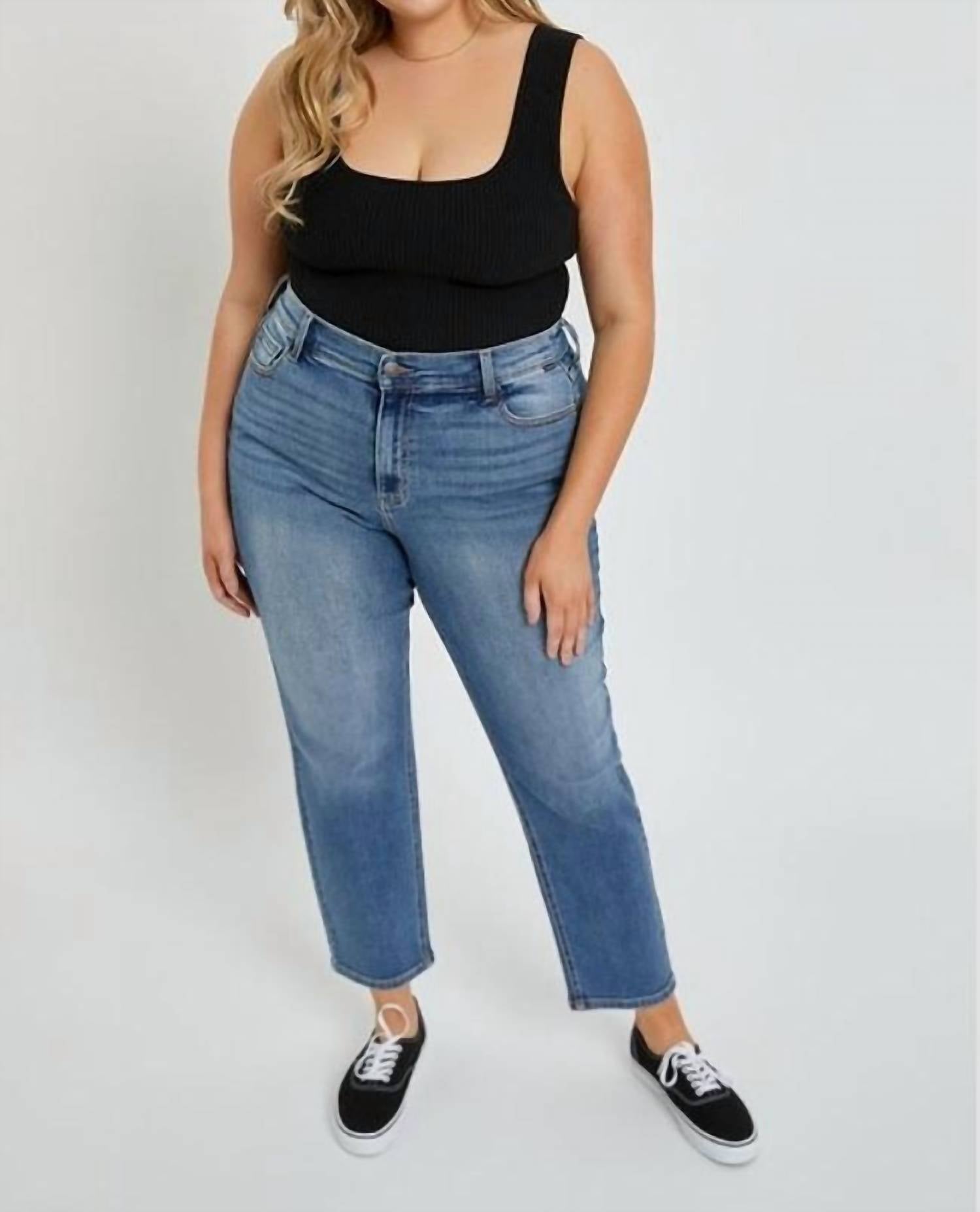 Cello - Mid Rise Crop Mom Jeans