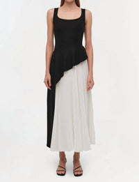 SIMKHAI Zayla Pleated Midi Dress in black multi - women's dress