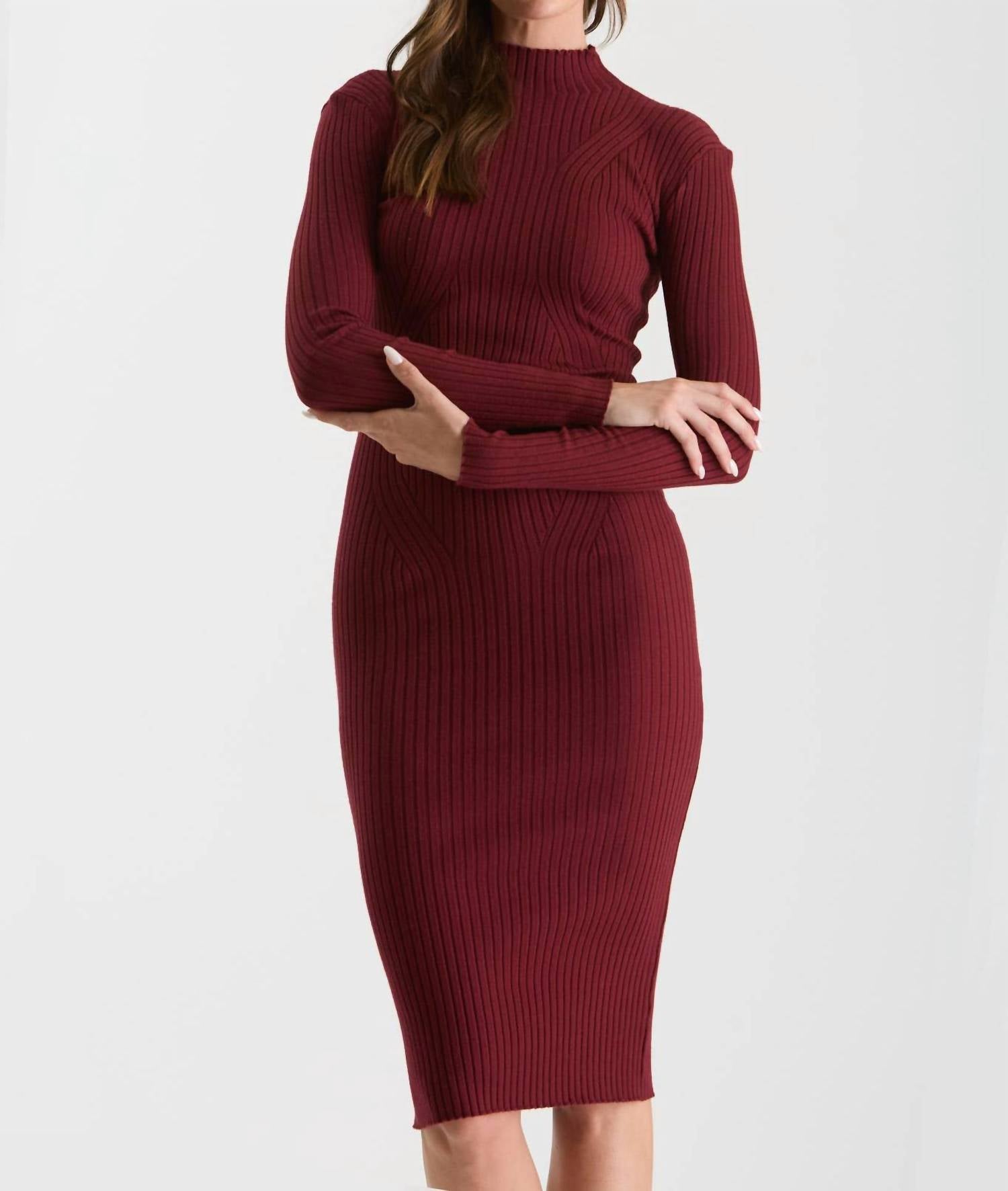 The Workshop Studio - MOCK NECK LONG SLEEVE SWEATER KNIT MIDI DRESS
