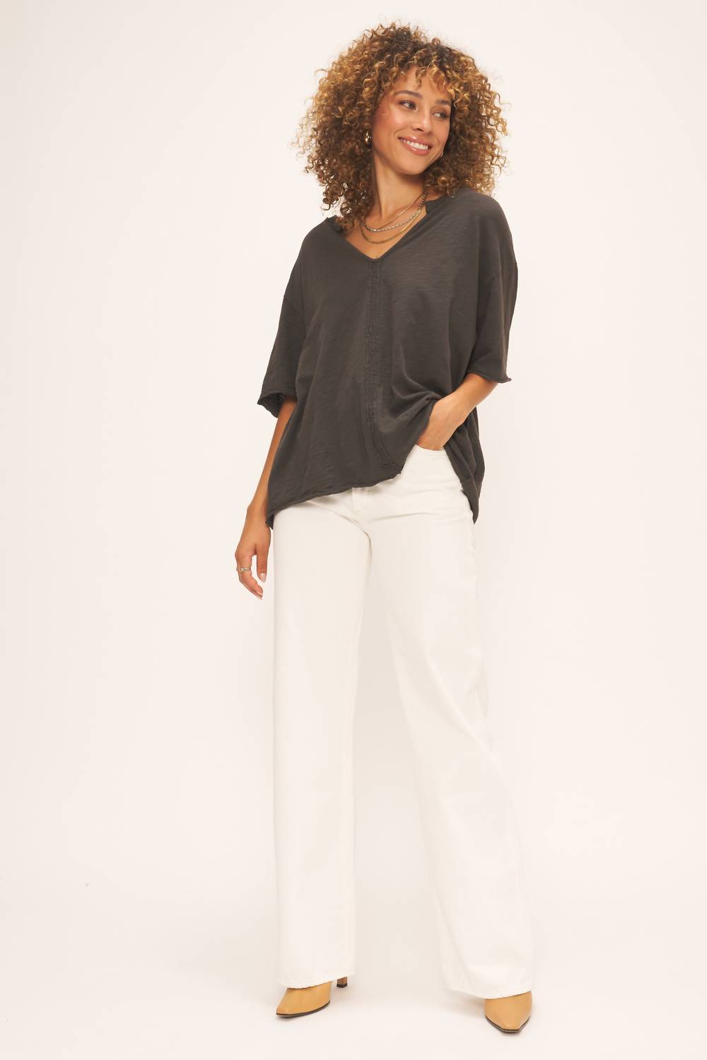 Project Social T - Georgia Notch Neck Slub Tee