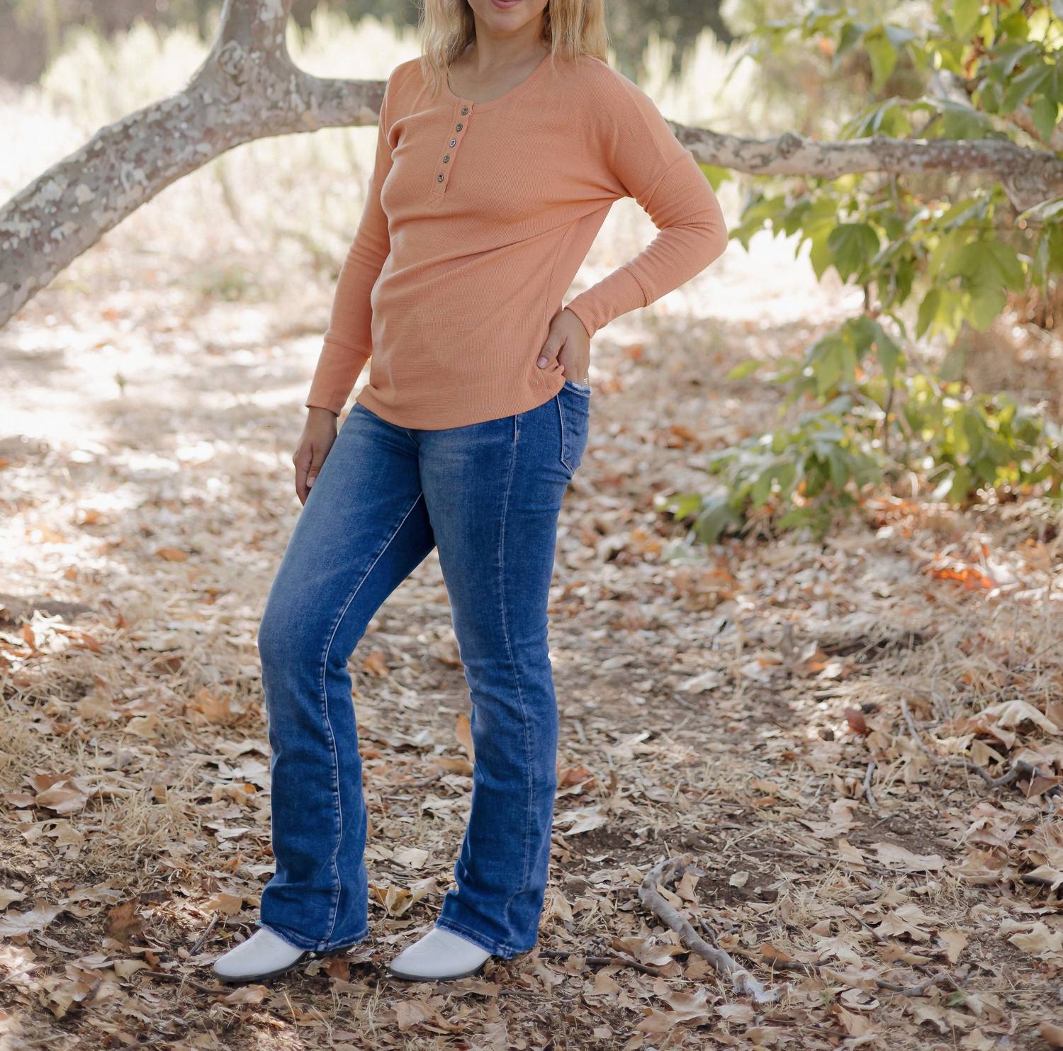 Threaded Pear - Camila Long Sleeve Henley Top