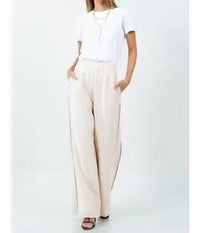 Whiteroom+Cactus - Contrast Piping Detailed Wide Leg Trousers