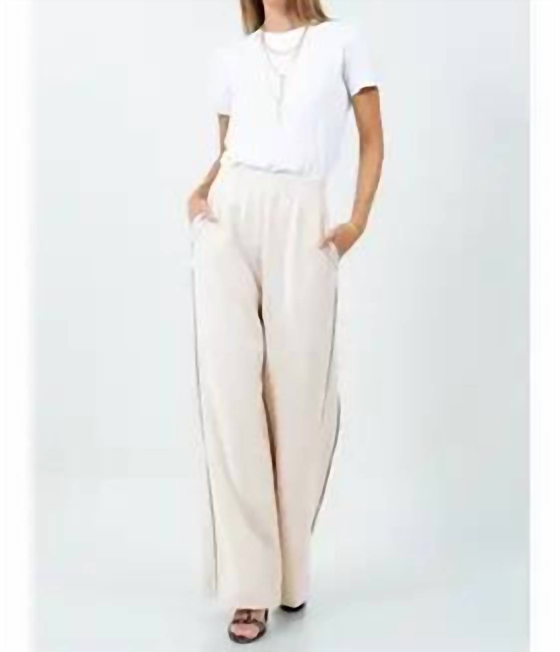 Whiteroom+Cactus - Contrast Piping Detailed Wide Leg Trousers