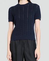 Theory Cable Knit Tee in navy - women's t-shirt
