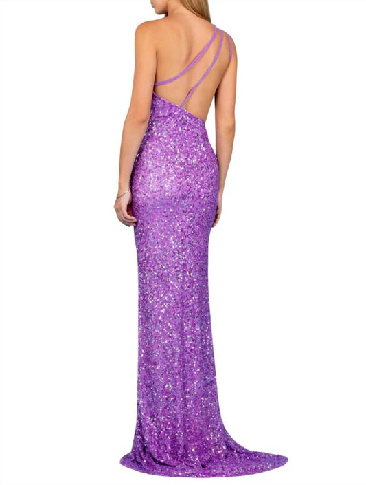 Scala - One Shoulder Sequin Gown With Strappy Back