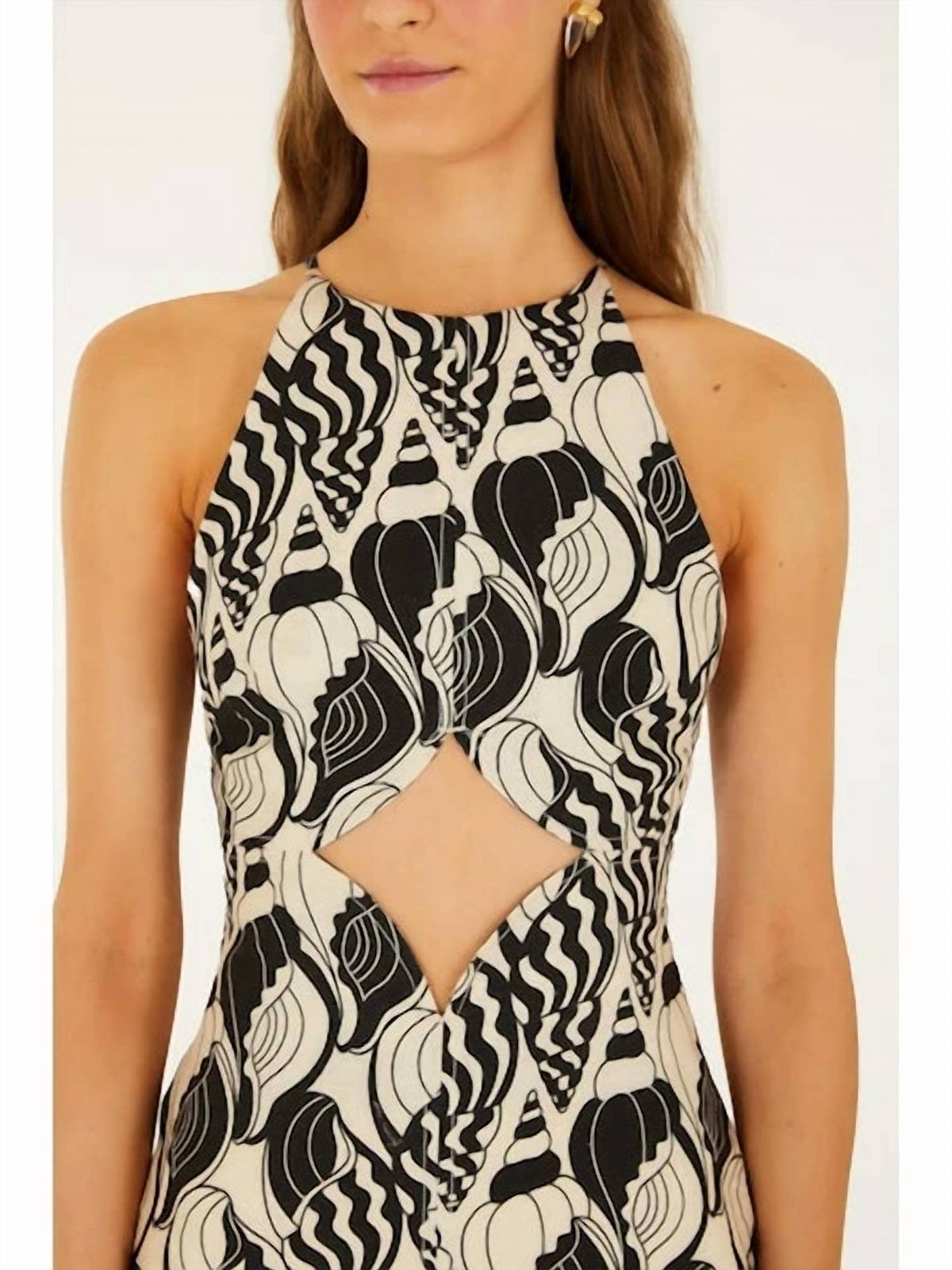 Farm Rio - Seashell Serenade Diamond Cut Out Mini Dress