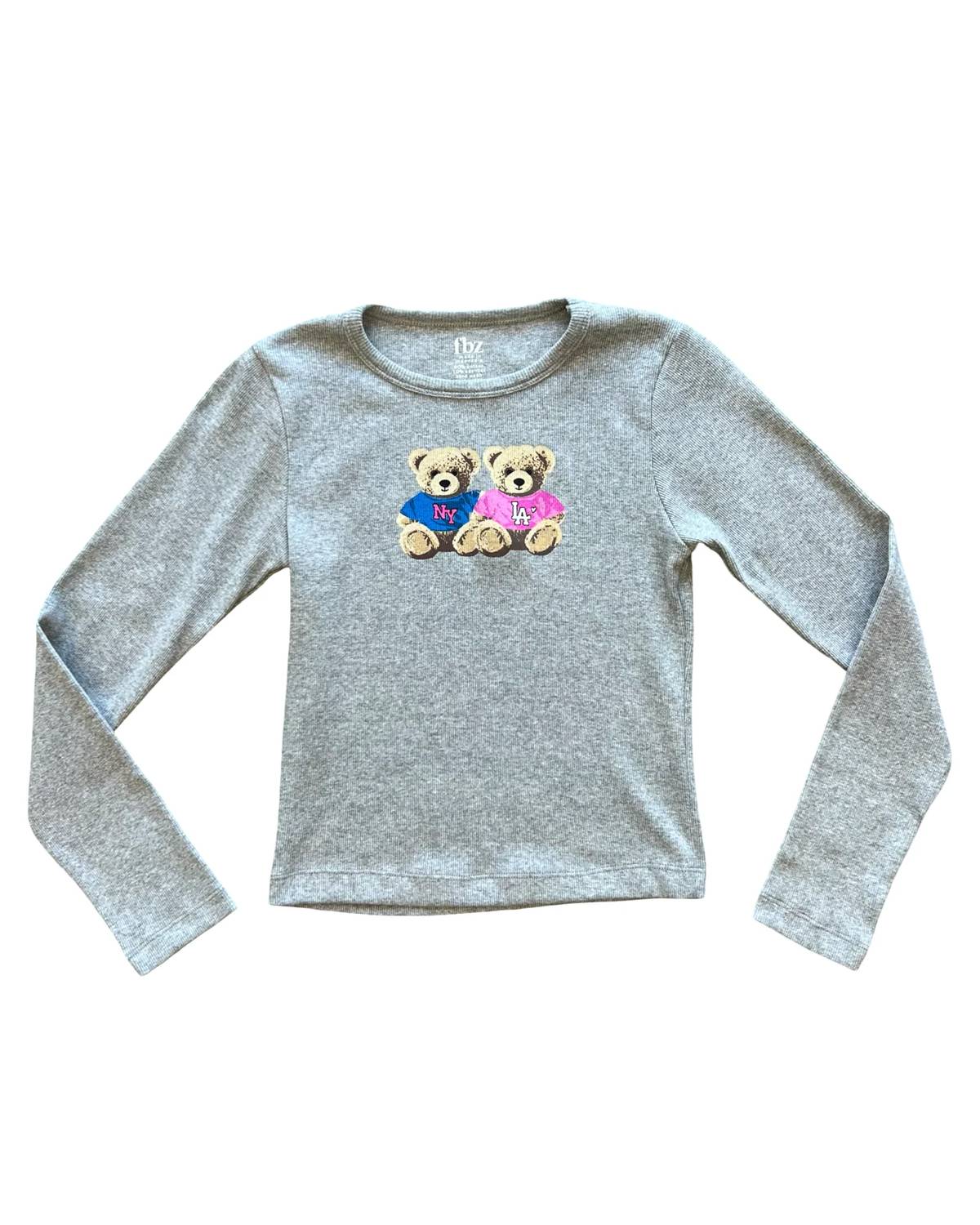 Flowers By Zoe - Girl's Ny And La Bears Ribbed Long Sleeve Tee
