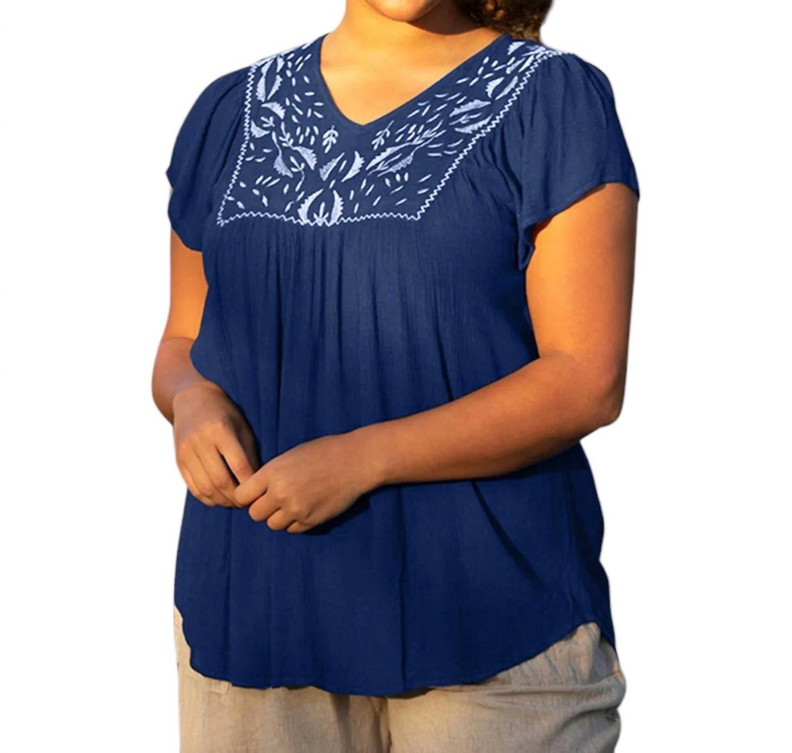On The Plus Side - Karla Embroidered Blouse - PLUS