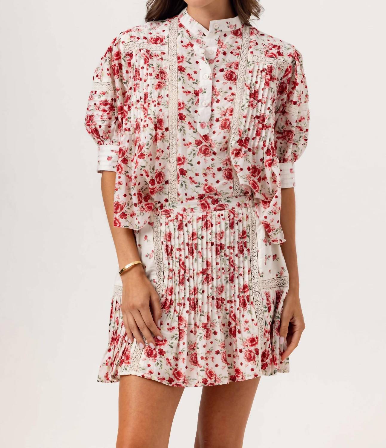 sundays Havara Lace Top in rosebud - women's blouse - detail view