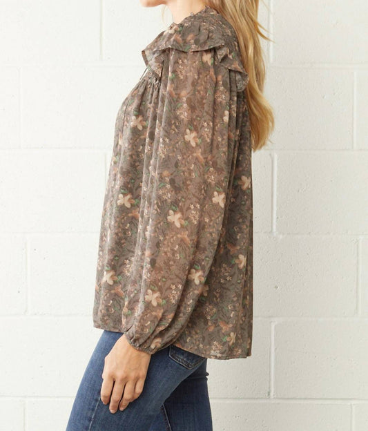 Entro - Ruffle & Floral Blouse