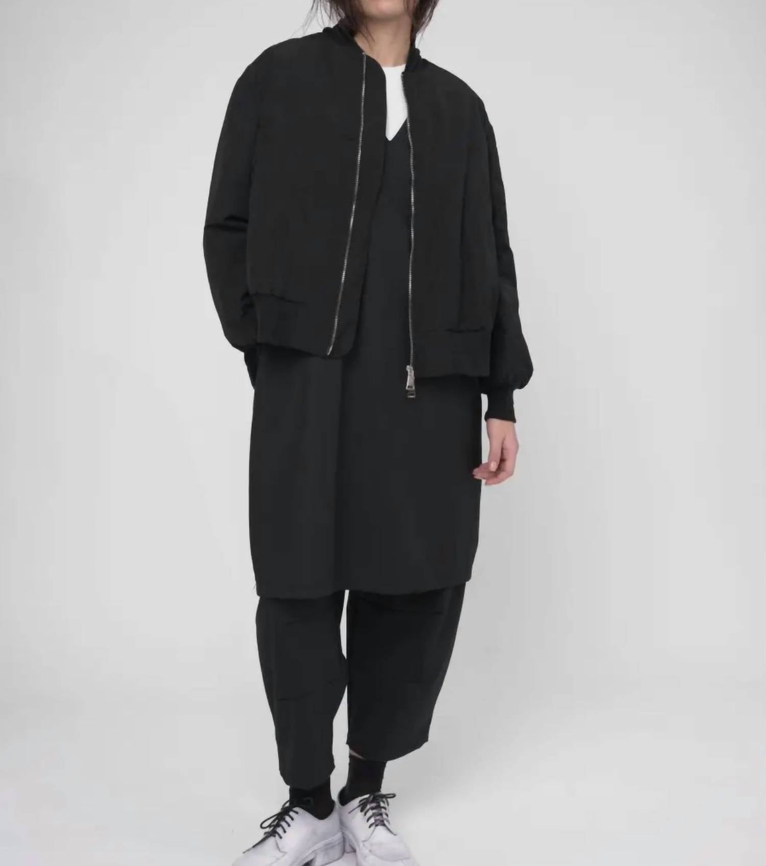 Baci Oversized Bomber Jacket in black - women's jacket - detail view