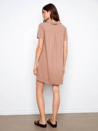 Charlie B - Collared V-Neck Tencel Mini Dress