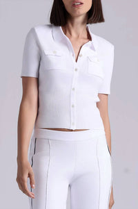 Minnie Rose - Short Sleeve Collared Shirt With Pockets