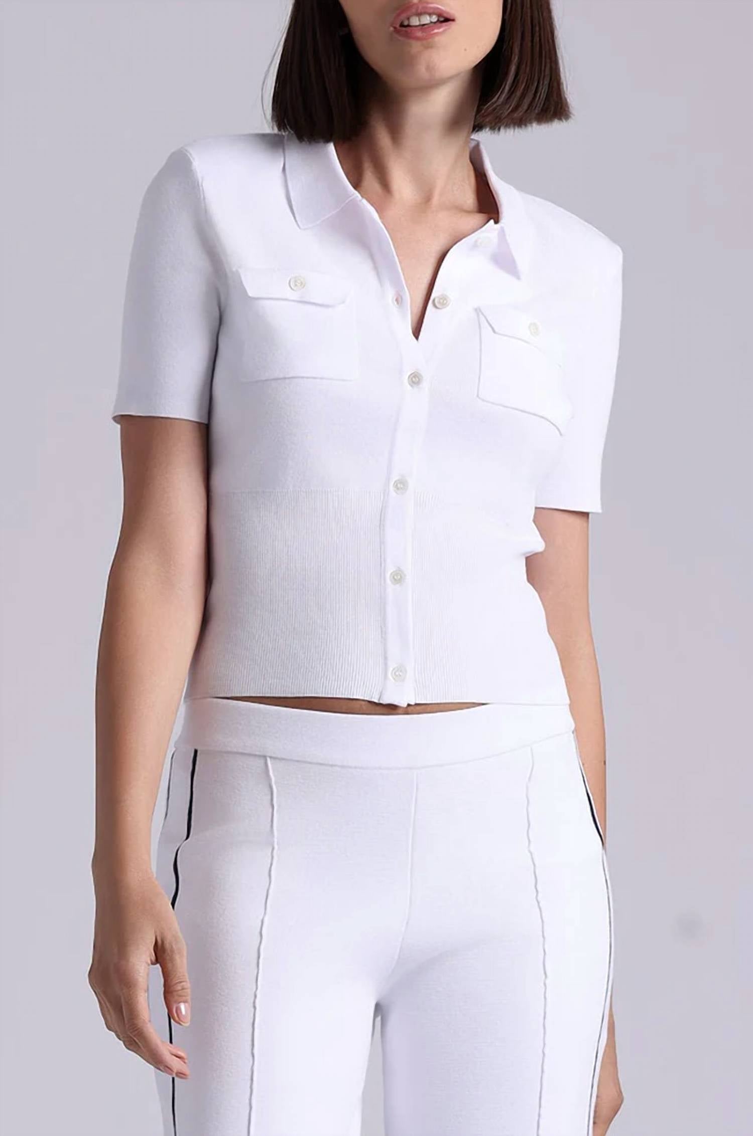 Minnie Rose - Short Sleeve Collared Shirt With Pockets