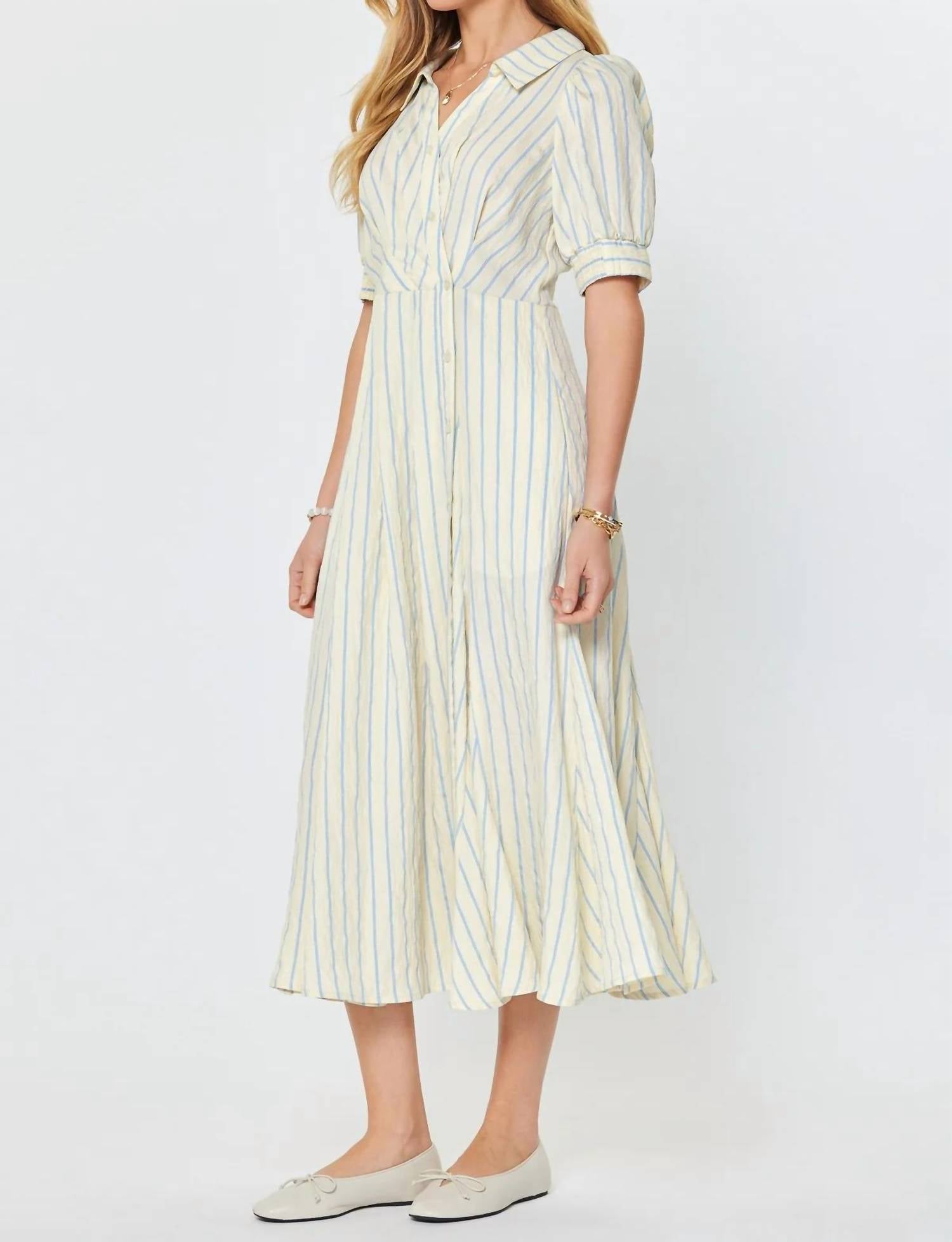 Nyland - Kyla Striped Asymmetric Button Down Midi Dress