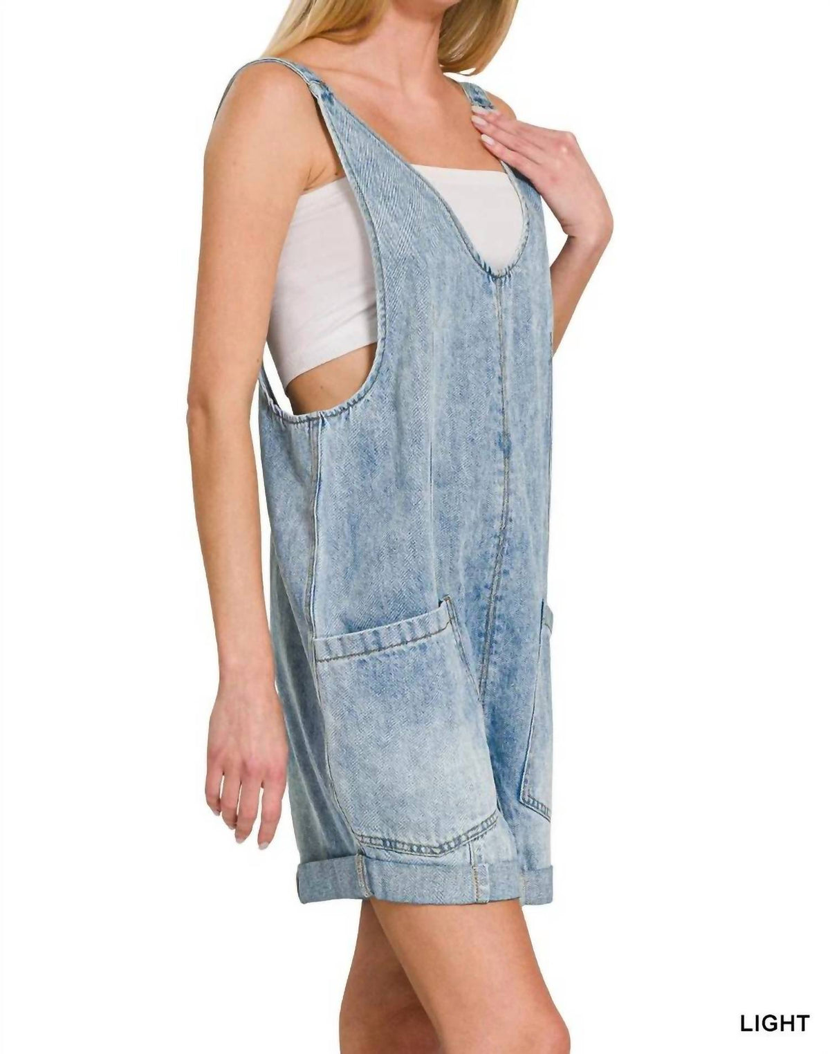 Zenana - Danica Denim Short Overalls