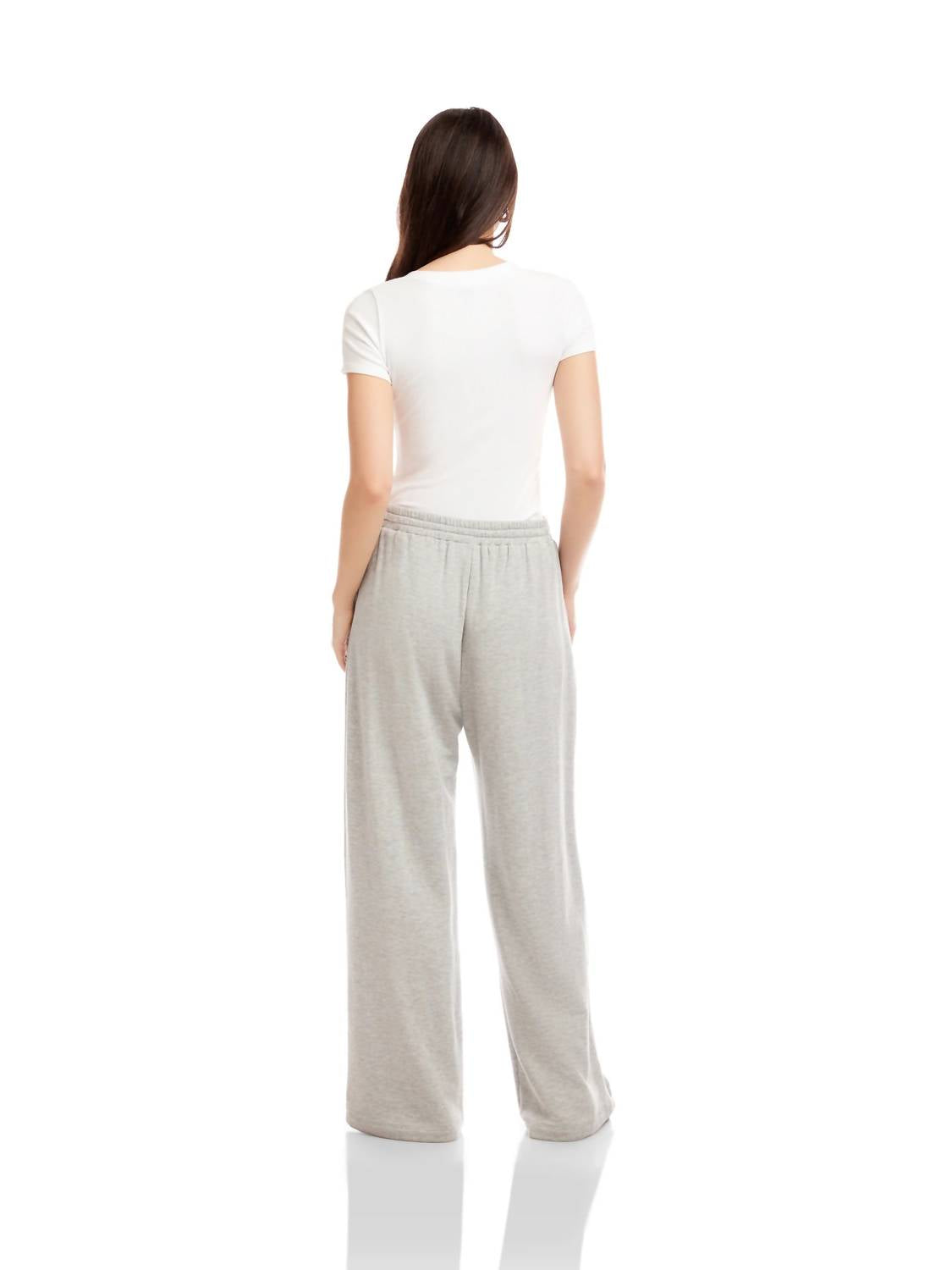 Fifteen Twenty Lani Wide Leg Pants in light heather gray - women's pants - detail view