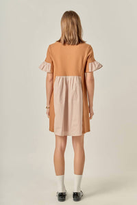 English Factory - Knit Stripe Woven Mixed Dress