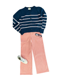 Compania Fantastica Women's Striped Cardigan in navy blue - women's cardigan - view 4