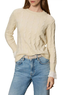 Sanctuary One In A Million Cable Crewneck Top in a million cable crewneck top in vanilla - women's sweater - alternate view