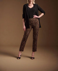 Joseph Ribkoff Women's Animal Print Pull On Pant in beige black - women's pants