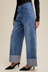 Listicle - Cuffed Wide Leg Jeans