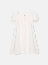 Girls Puff Sleeve Linen Dress