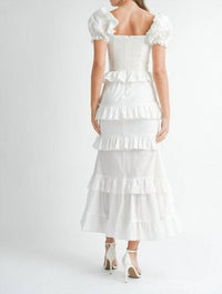Mable - Button Ruffle Tiered Maxi Dress