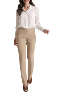 Peace Of Cloth - Mid Waist Solid Straight Twill Pant