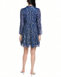 Sail To Sable - Lurex Clip Dot Long Sleeve Tunic Flare Dress
