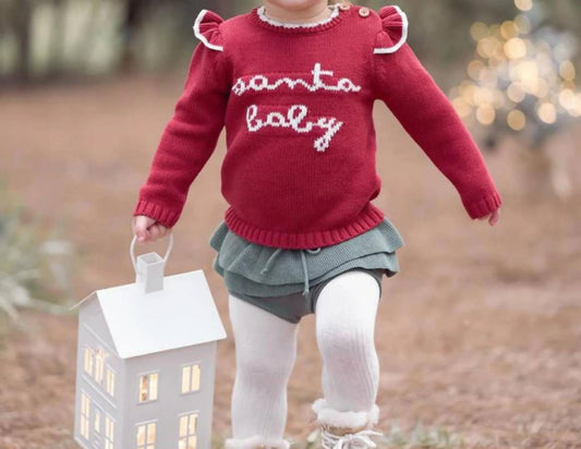 Santa Baby Ruffle Sleeve Bloomer Set