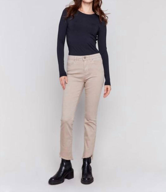 Charlie B - Bootcut Twill Pants with Asymmetrical Hem