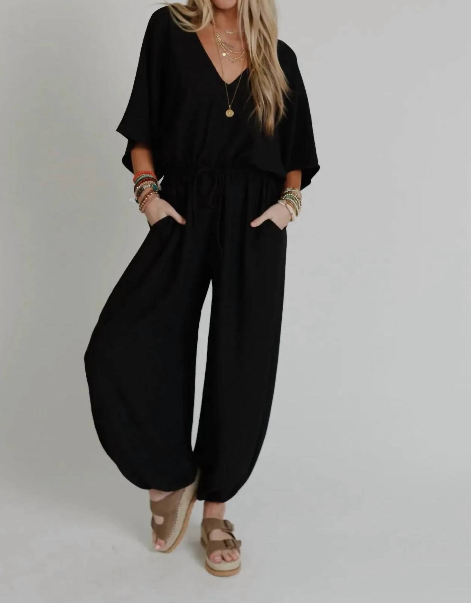 Three Bird Nest - New Love Relaxed Drawstring Jumpsuit