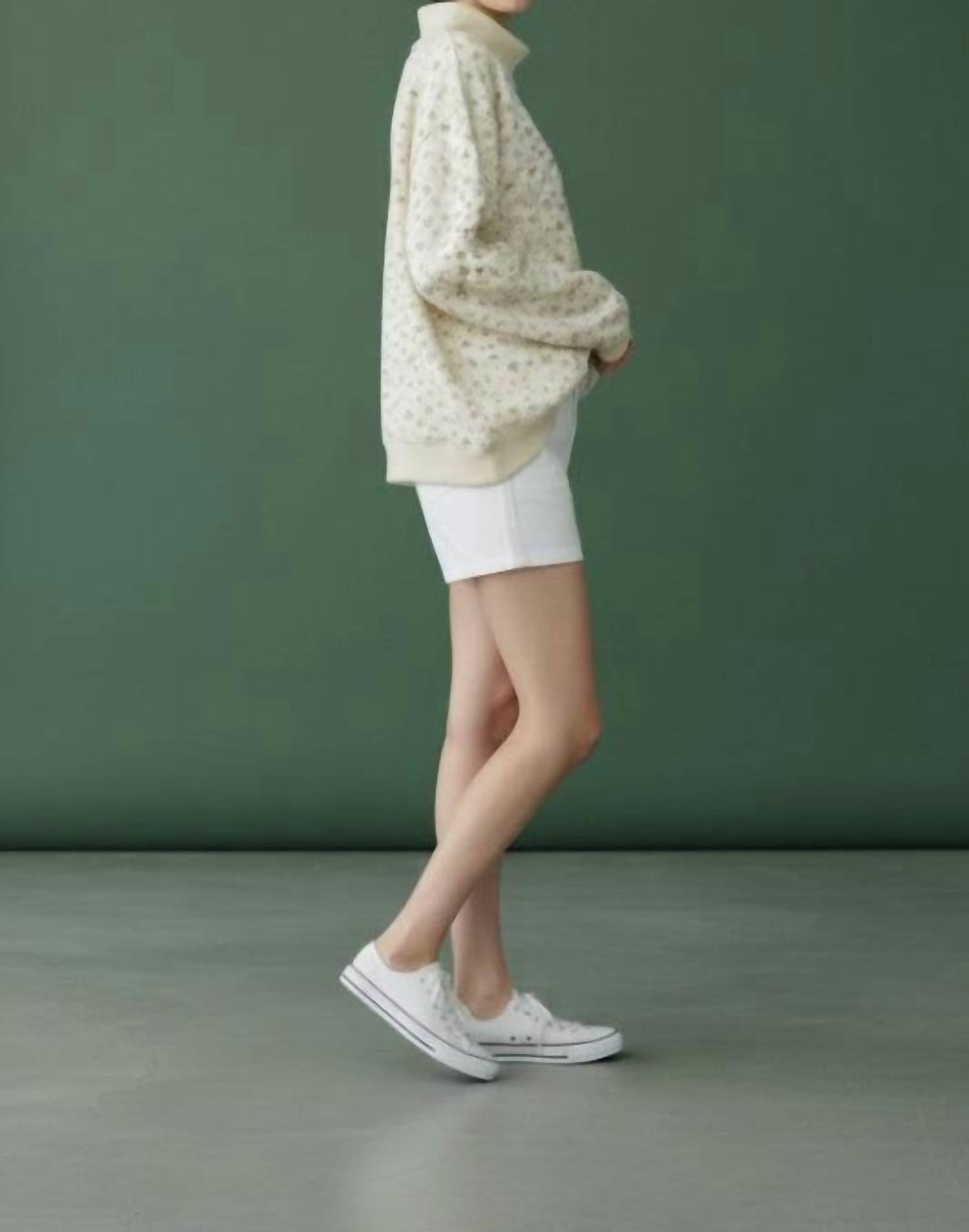 BUCKETLIST Floral Print Oversized Mock Neck Sweatshirt in beige - women's sweater - view 4