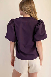 Glam - Kinsley V-neck Puff Sleeve Blouse