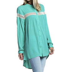 Kori - Button Up Lace Trim Tunic
