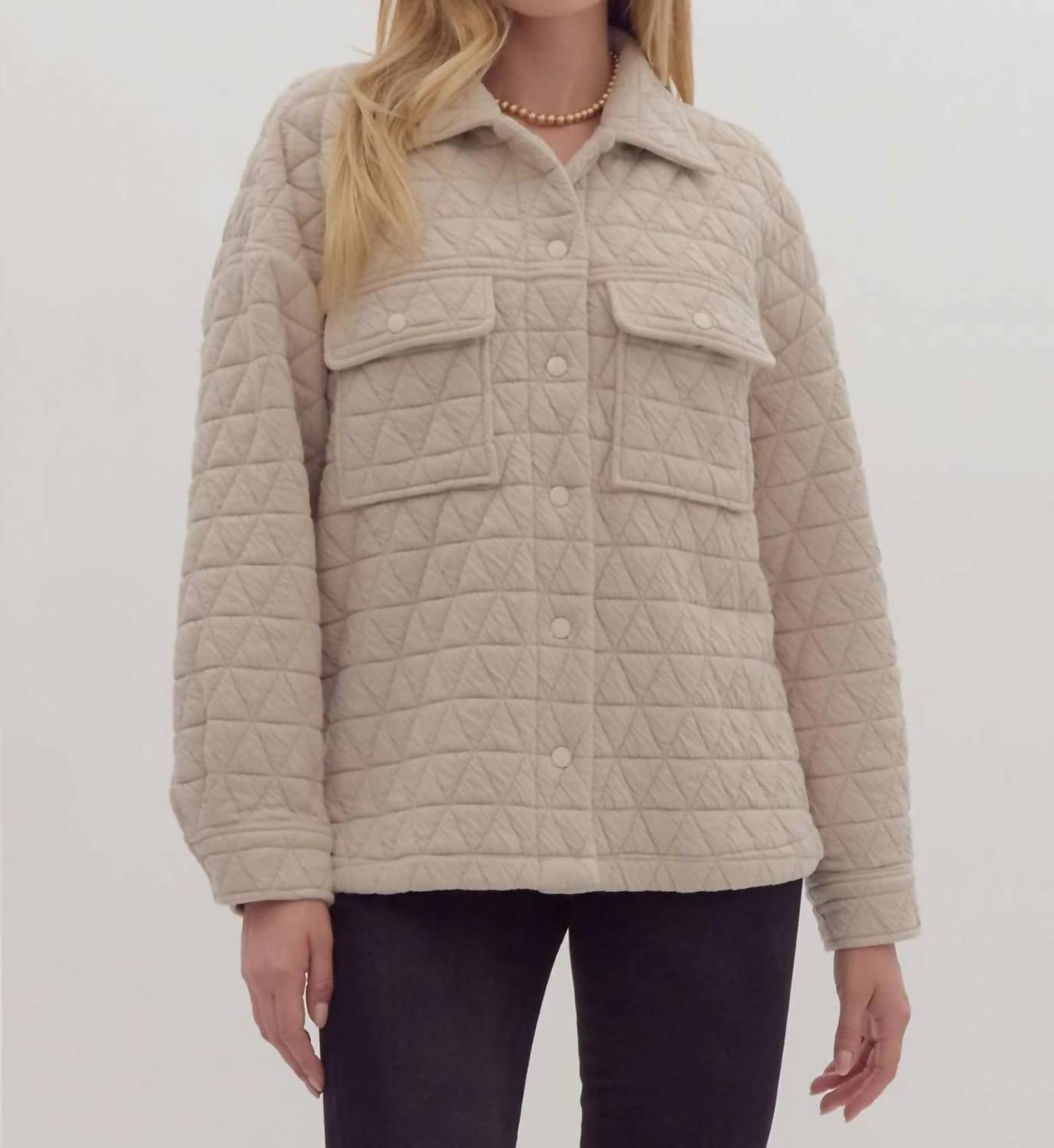 Entro - Women's Long Sleeves Quilted Shacket