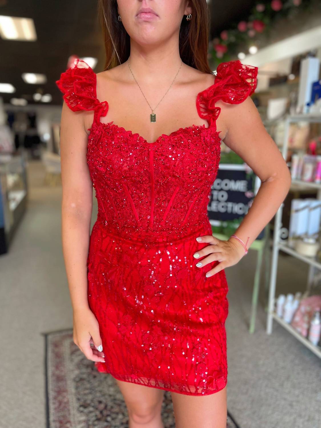 Sherri Hill - Sequin Lace Fitted Cocktail Dress