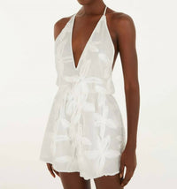 Farm Rio - Embroidered Neck Tie Romper