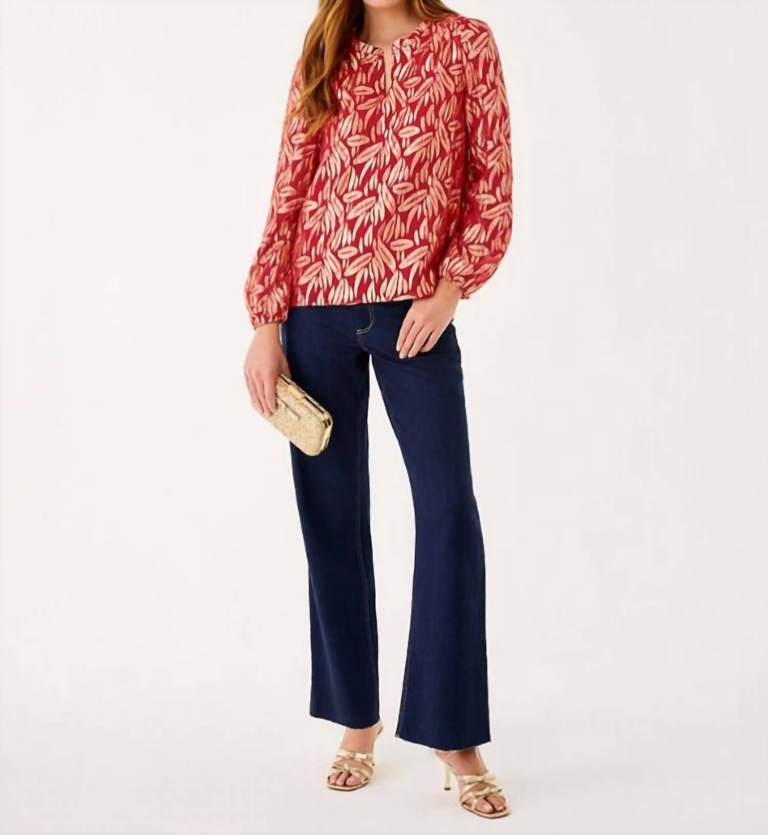 Lilly Pulitzer Giana Long Sleeve Silk Top in red - women's blouse - view 4