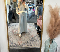 ee:some Denim Wide Leg Drawstring Pants in blue - women's pants - alternate view