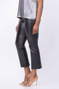 Elliott Lauren Leather Elastic Waistband Pant in black - women's pants - detail view