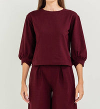 Bel Kazan Lyra Top in oxblood - women's shirt