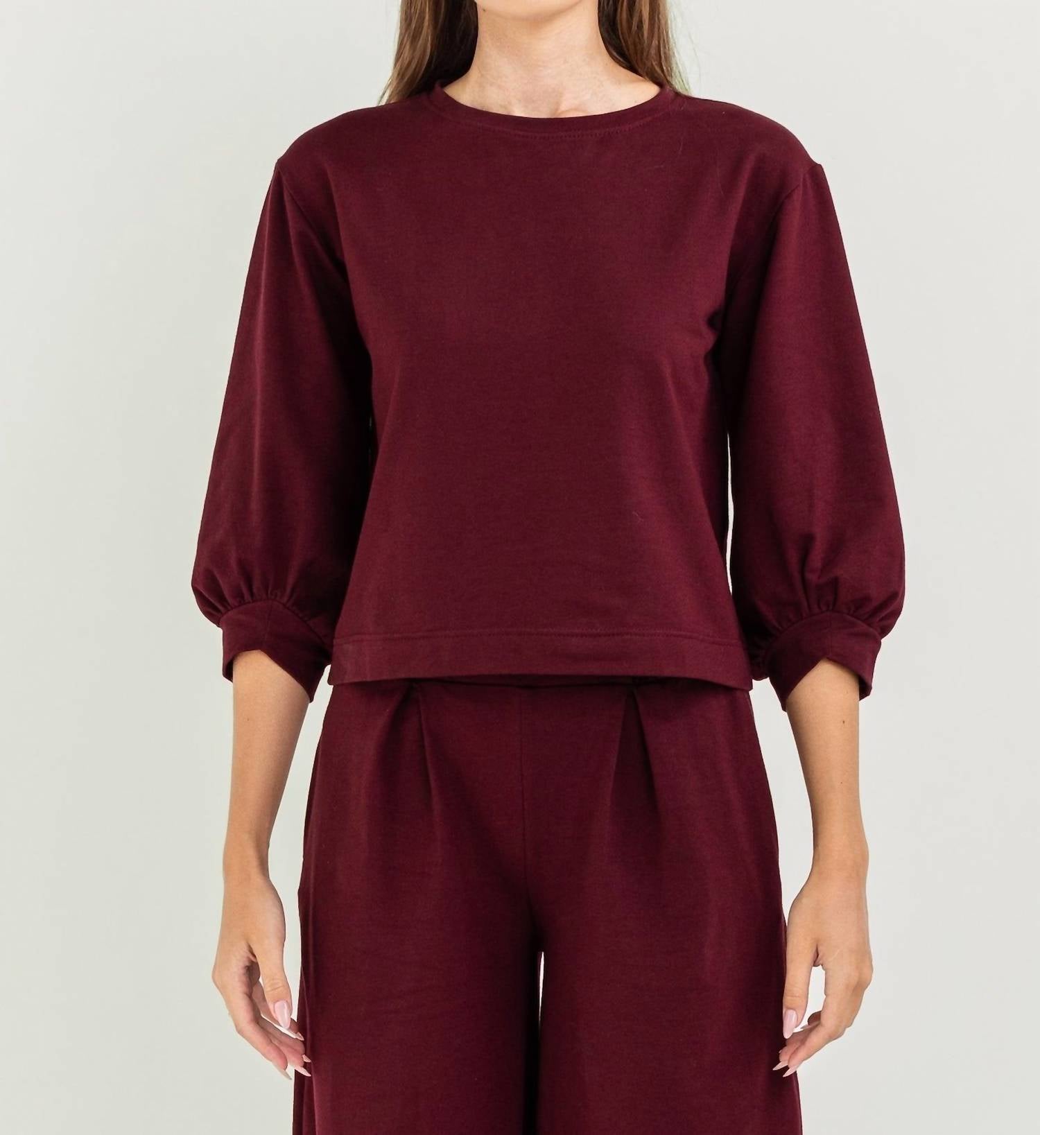 Bel Kazan Lyra Top in oxblood - women's shirt