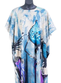 NF Women's Mavis Kaftan Dress in blue - women's dress - detail view