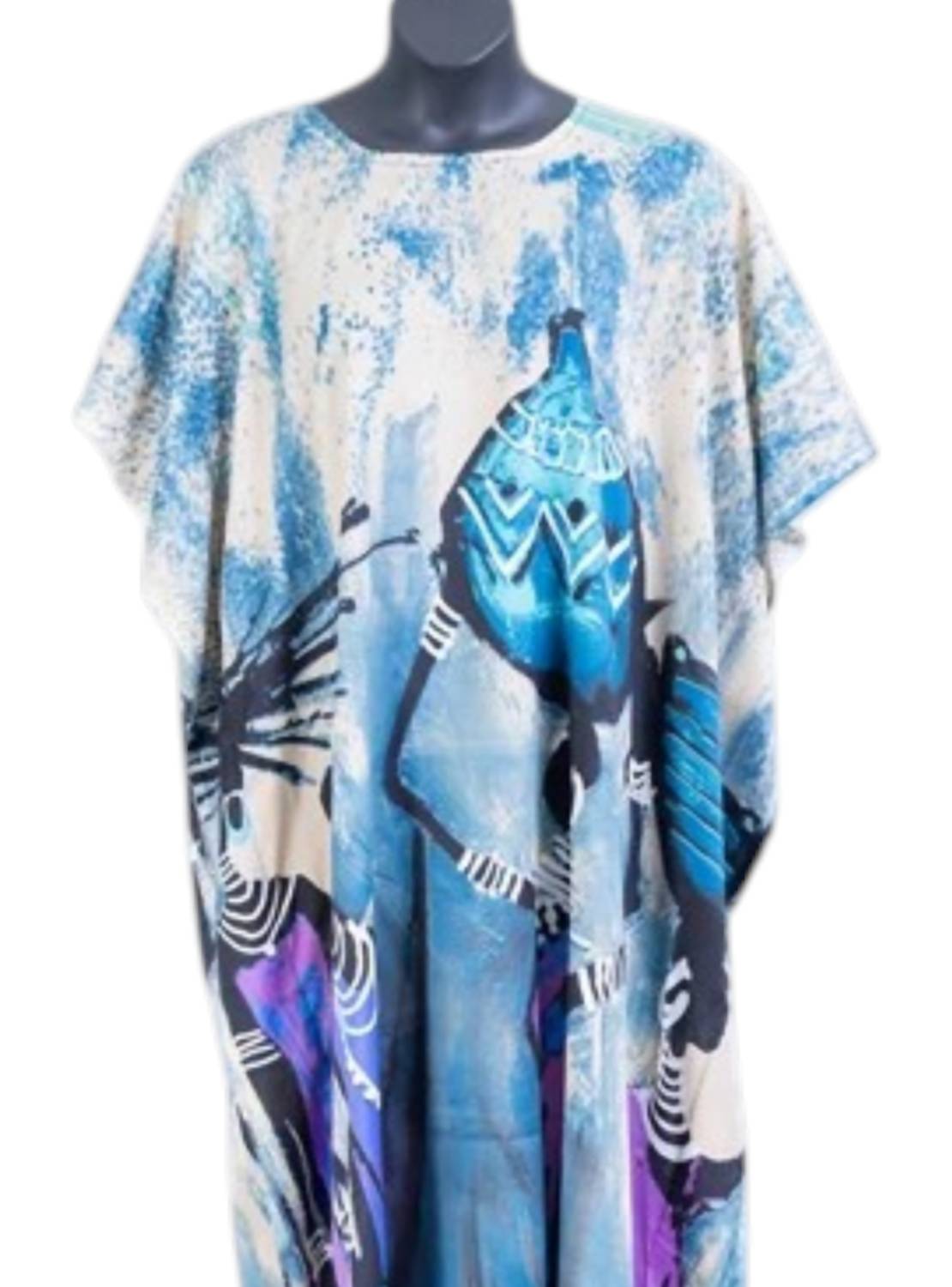 NF Women's Mavis Kaftan Dress in blue - women's dress - detail view